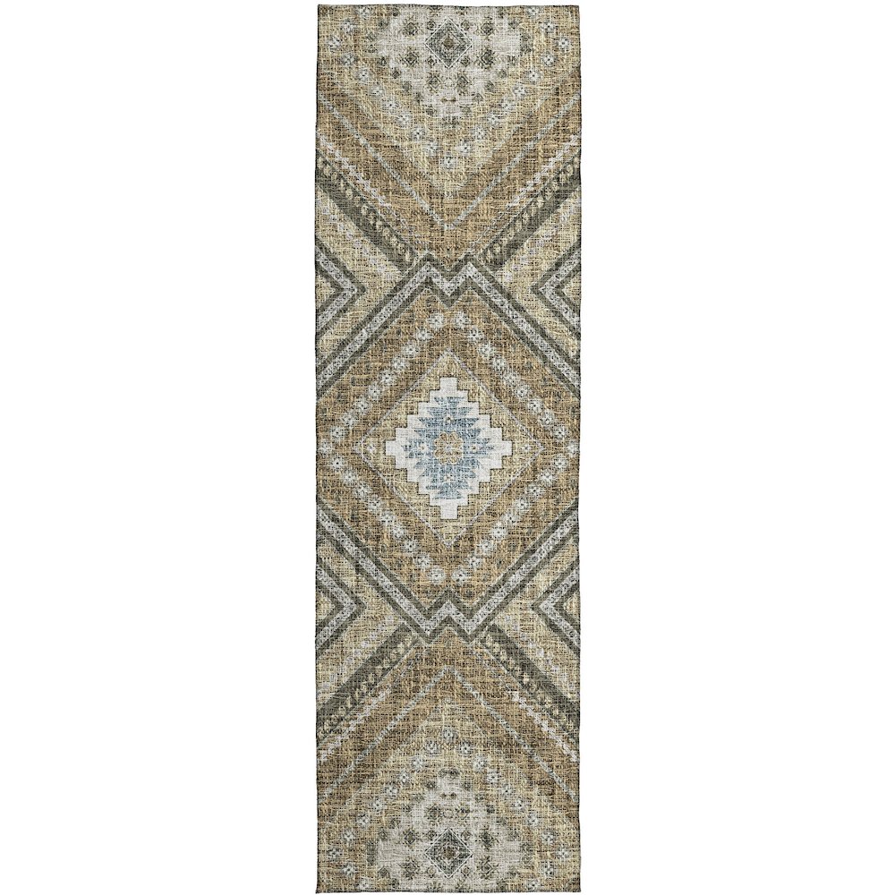Luxury Washable Indoor/Outdoor Portico Beige 2'3" x 7'6" Runner Rug. Picture 1