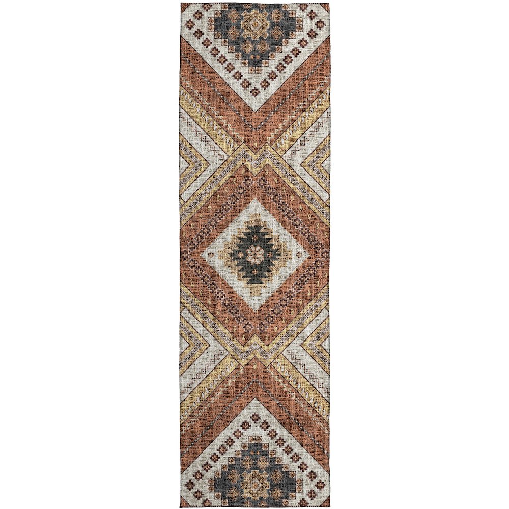 Luxury Washable Indoor/Outdoor Portico Copper 2'3" x 7'6" Runner Rug. Picture 1
