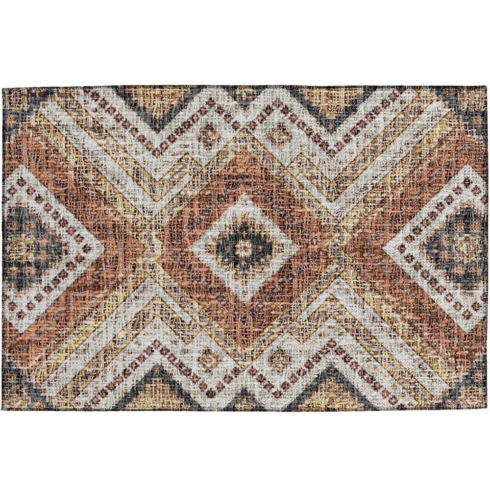 Luxury Washable Indoor/Outdoor Portico Copper 1'8" x 2'6" Rug. Picture 1