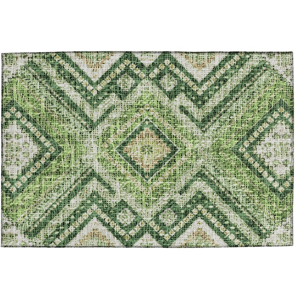 Luxury Washable Indoor/Outdoor Portico Green 1'8" x 2'6" Rug. Picture 1