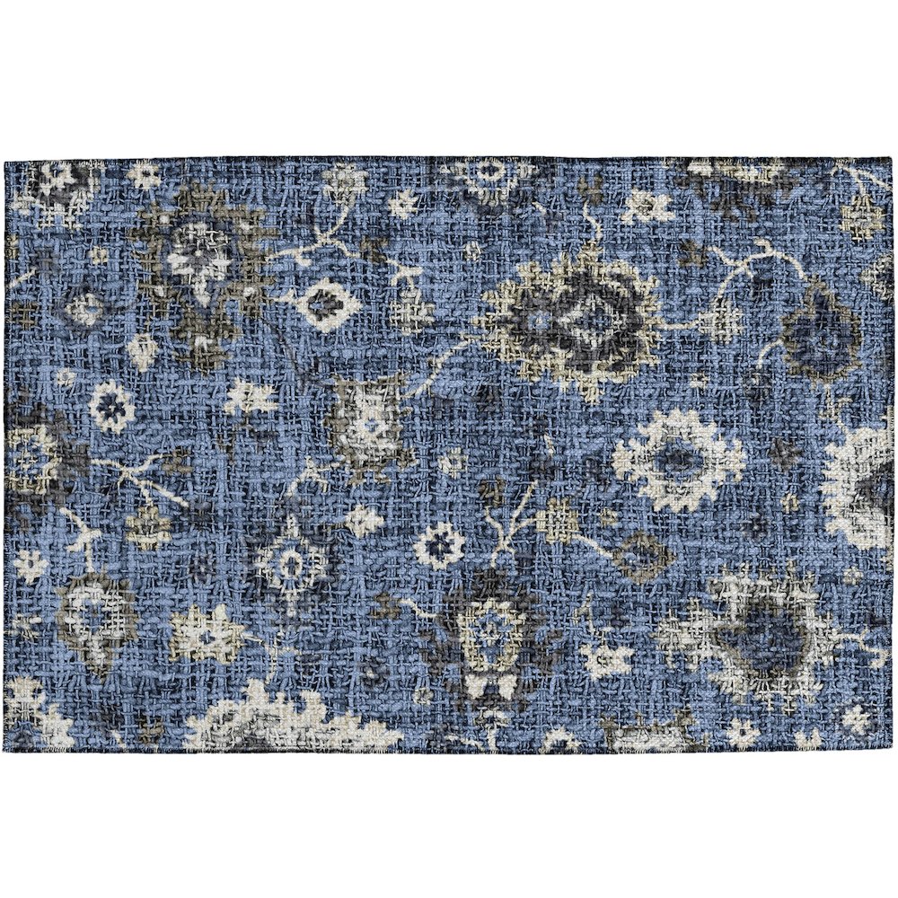 Luxury Washable Indoor/Outdoor Portico Blue 1'8" x 2'6" Rug. Picture 1