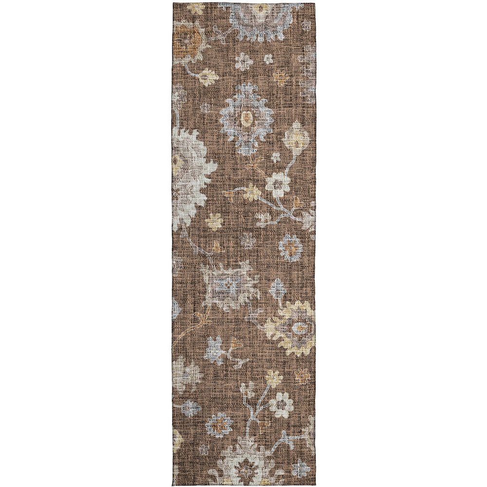 Luxury Washable Indoor/Outdoor Portico Chocolate 2'3" x 7'6" Runner Rug. Picture 1