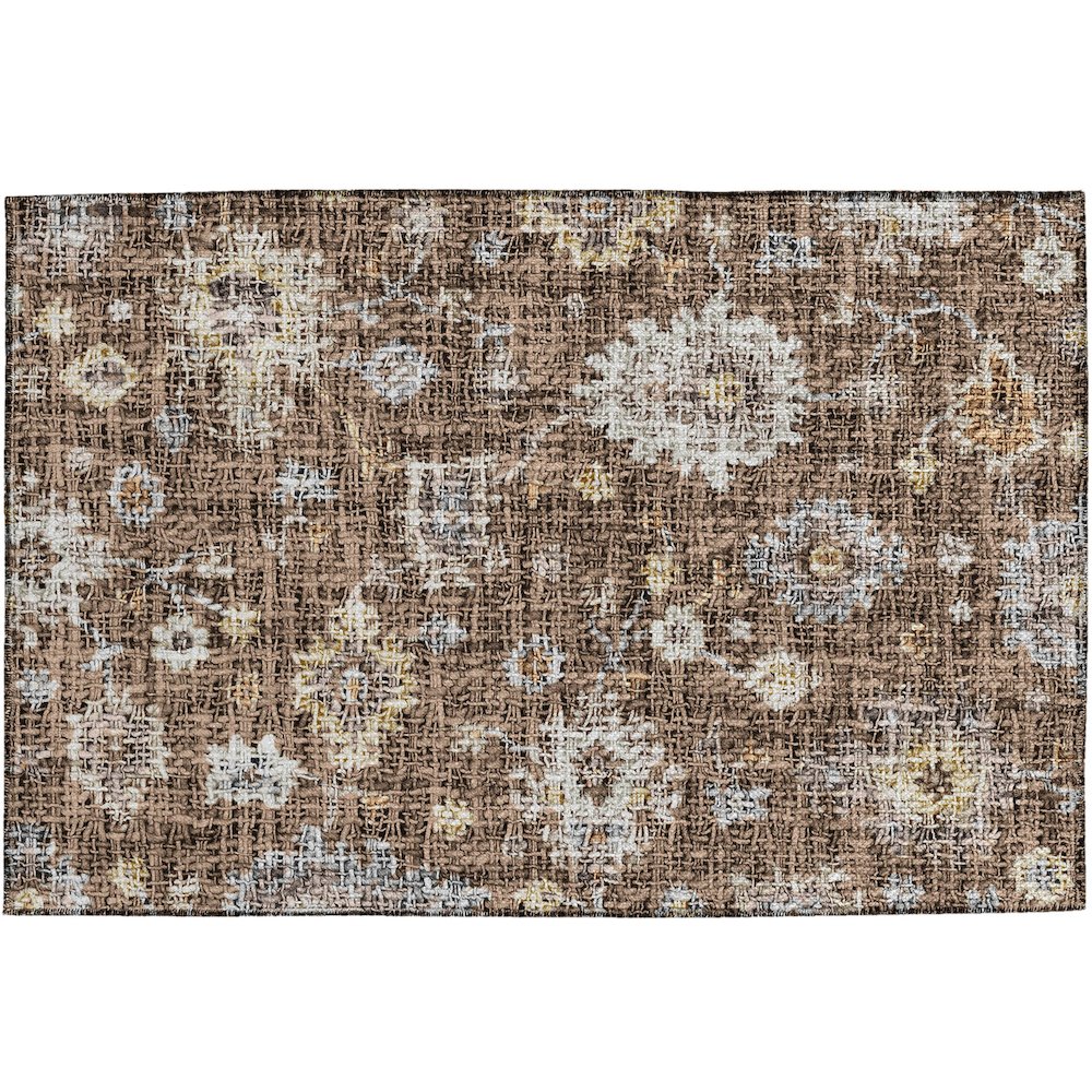 Luxury Washable Indoor/Outdoor Portico Chocolate 1'8" x 2'6" Rug. Picture 1
