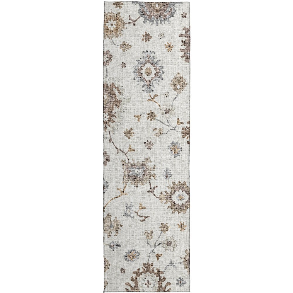 Luxury Washable Indoor/Outdoor Portico Ivory 2'3" x 7'6" Runner Rug. Picture 1
