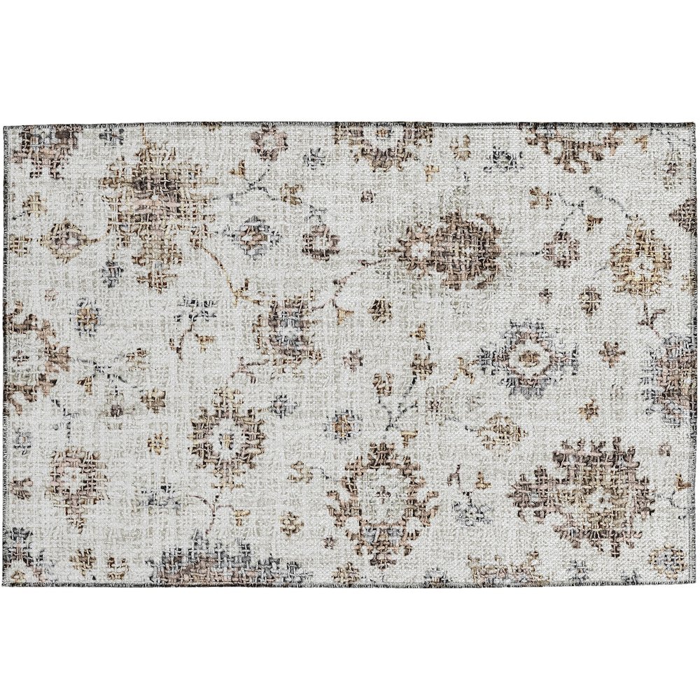 Luxury Washable Indoor/Outdoor Portico Ivory 1'8" x 2'6" Rug. Picture 1