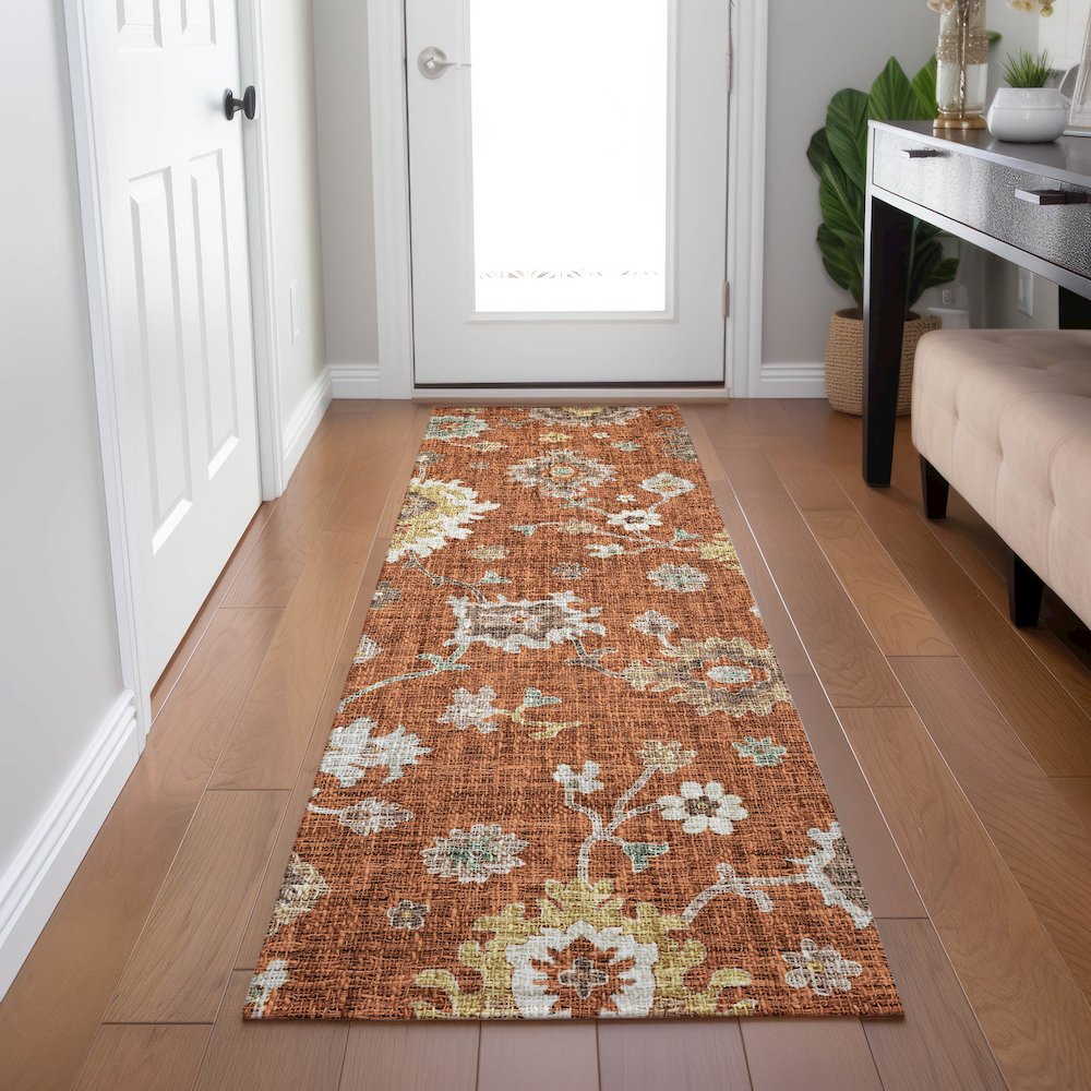 Luxury Washable Indoor/Outdoor Portico Paprika 2'3" x 7'6" Runner Rug. Picture 5
