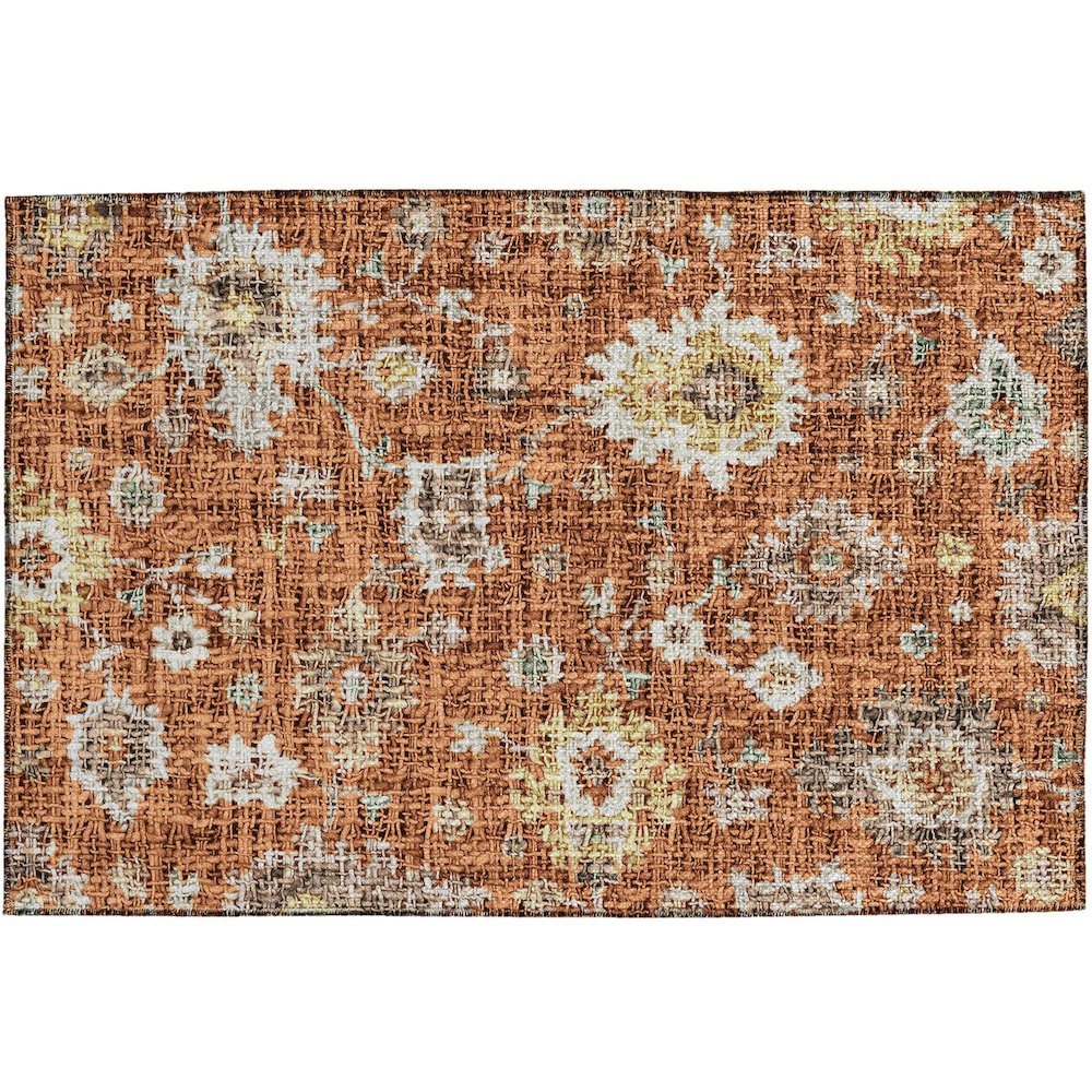 Luxury Washable Indoor/Outdoor Portico Paprika 1'8" x 2'6" Rug. Picture 1