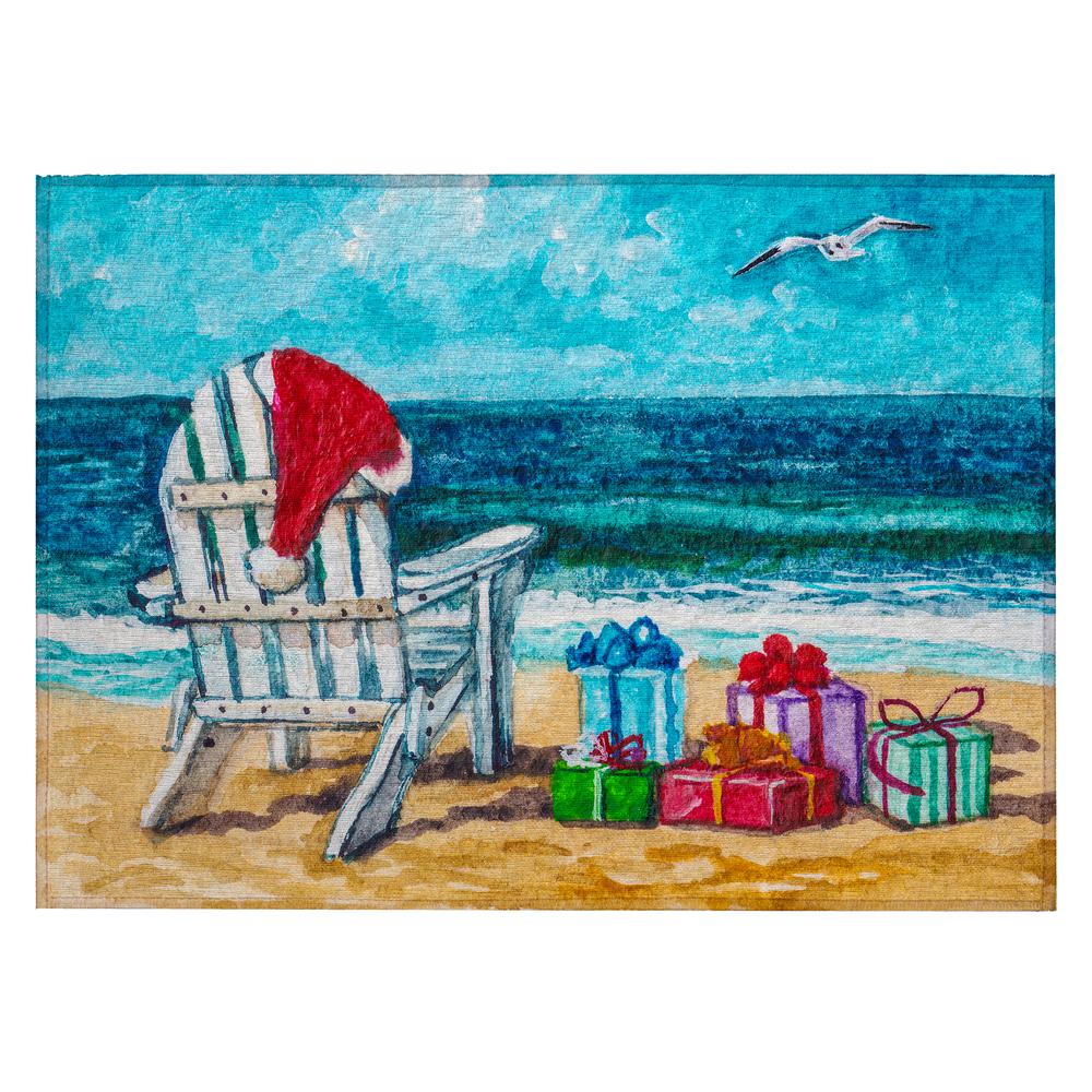 Indoor/Outdoor Cozy Winter ACW39 Blue Washable 1'8" x 2'6" Rug. Picture 1