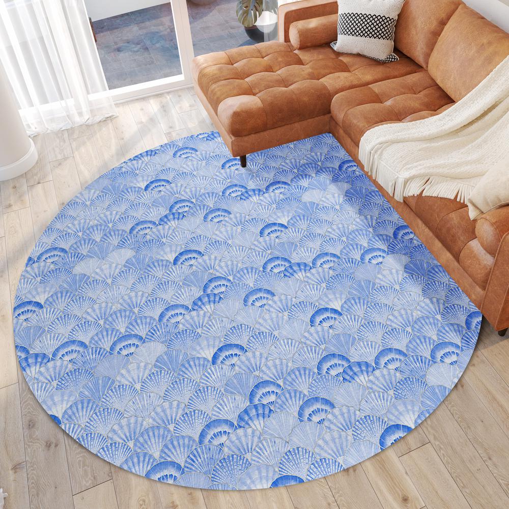 Indoor/Outdoor Surfside ASR32 Blue Washable 8' x 8' Round Rug. Picture 2