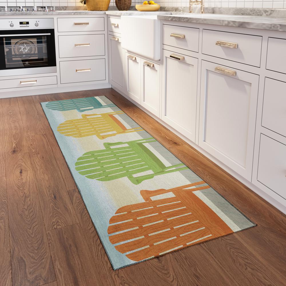 Indoor/Outdoor Harpswell AHP31 Blue Washable 2'3" x 7'6" Runner Rug. Picture 2