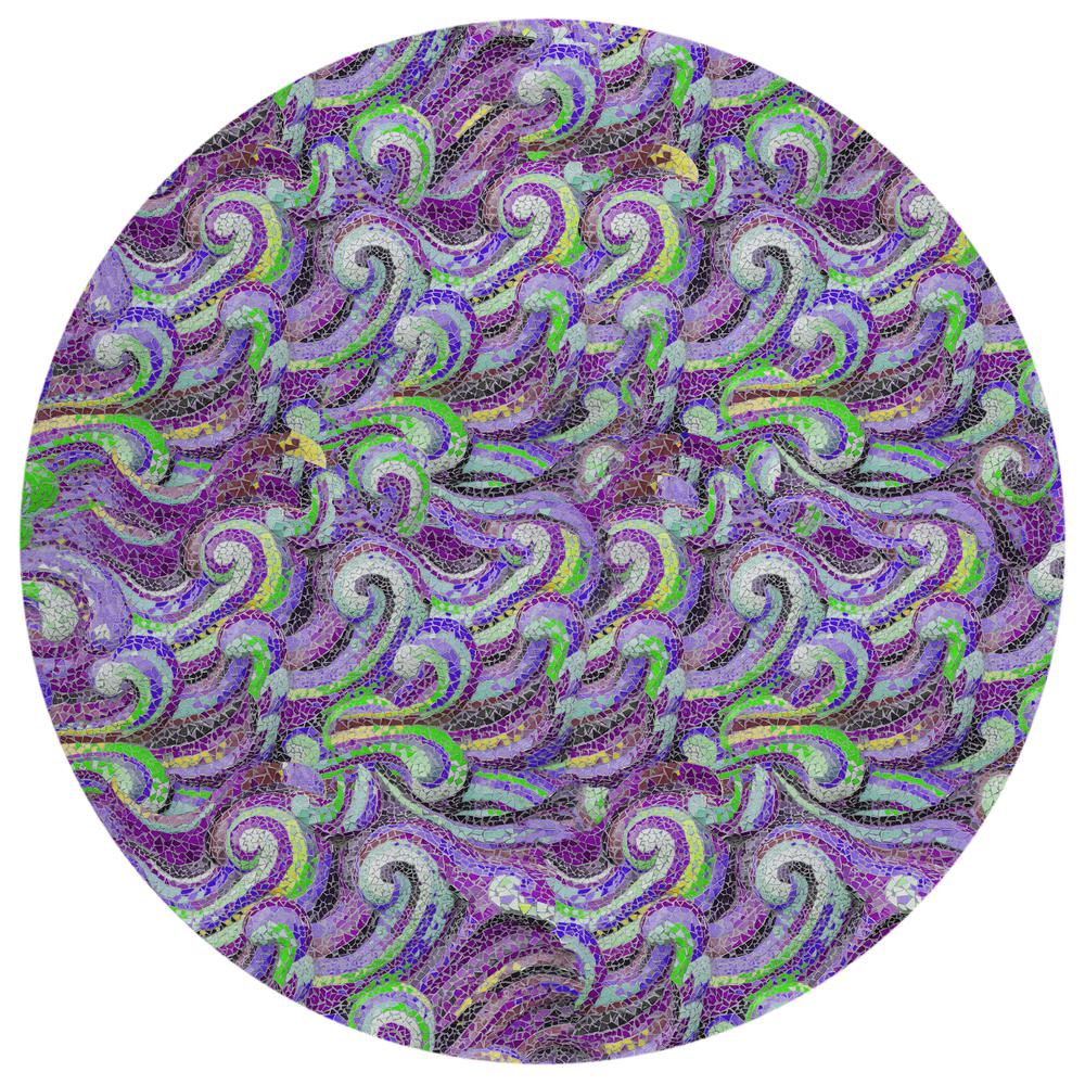 Indoor/Outdoor Surfside ASR44 Purple Washable 8' x 8' Round Rug. Picture 1