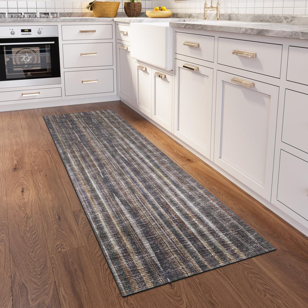 Waverly Brown Contemporary Striped 2'3" x 7'6" Runner Rug Brown AWA31. Picture 1