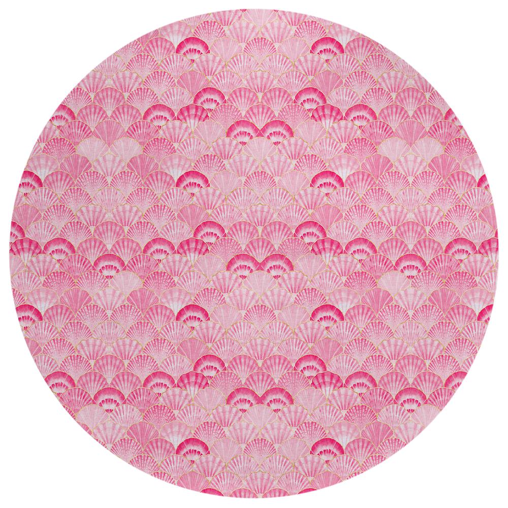 Indoor/Outdoor Surfside ASR32 Pink Washable 8' x 8' Round Rug. Picture 1