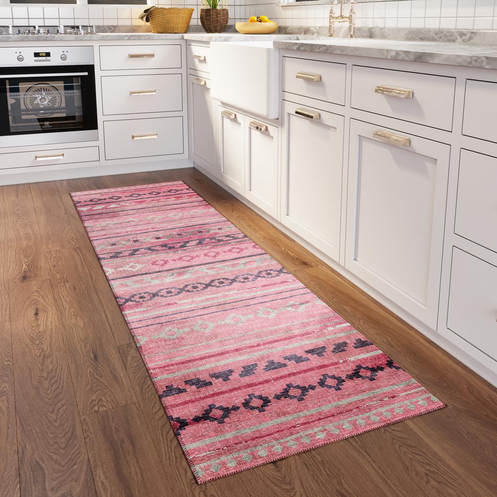 Yuma Pink Bohemian Southwest 2'3" x 7'6" Runner Rug Pink AYU40. Picture 1