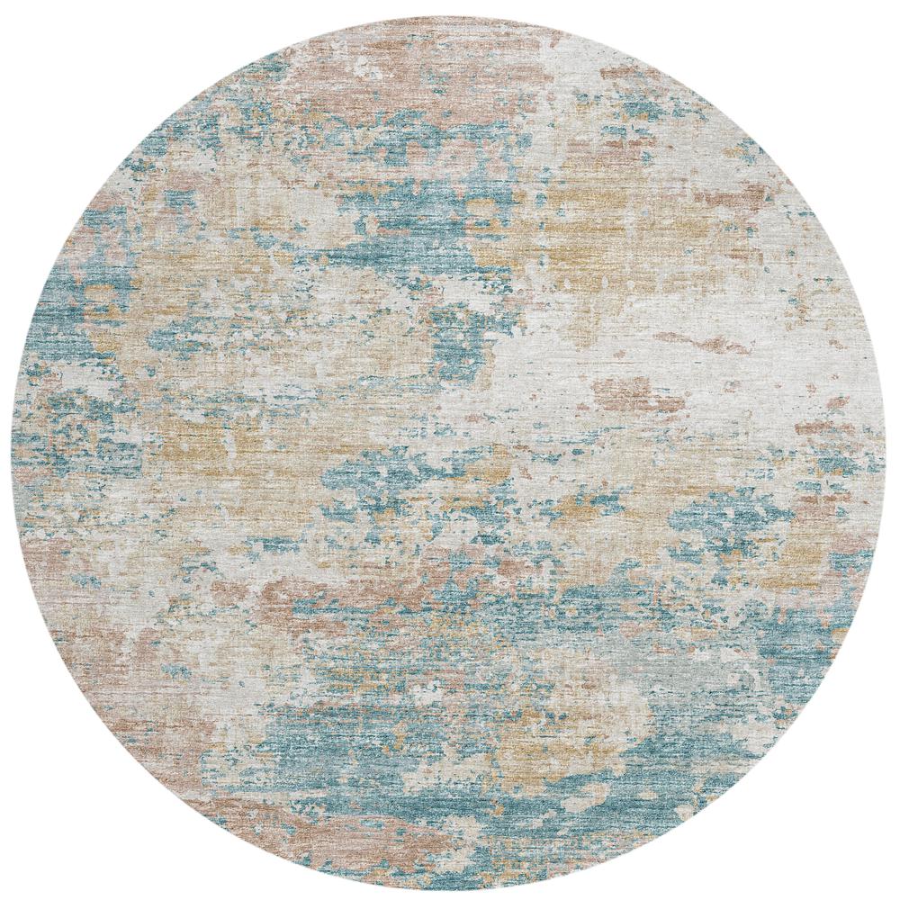 Indoor/Outdoor Accord AAC34 Teal Washable 8' x 8' Round Rug. Picture 1