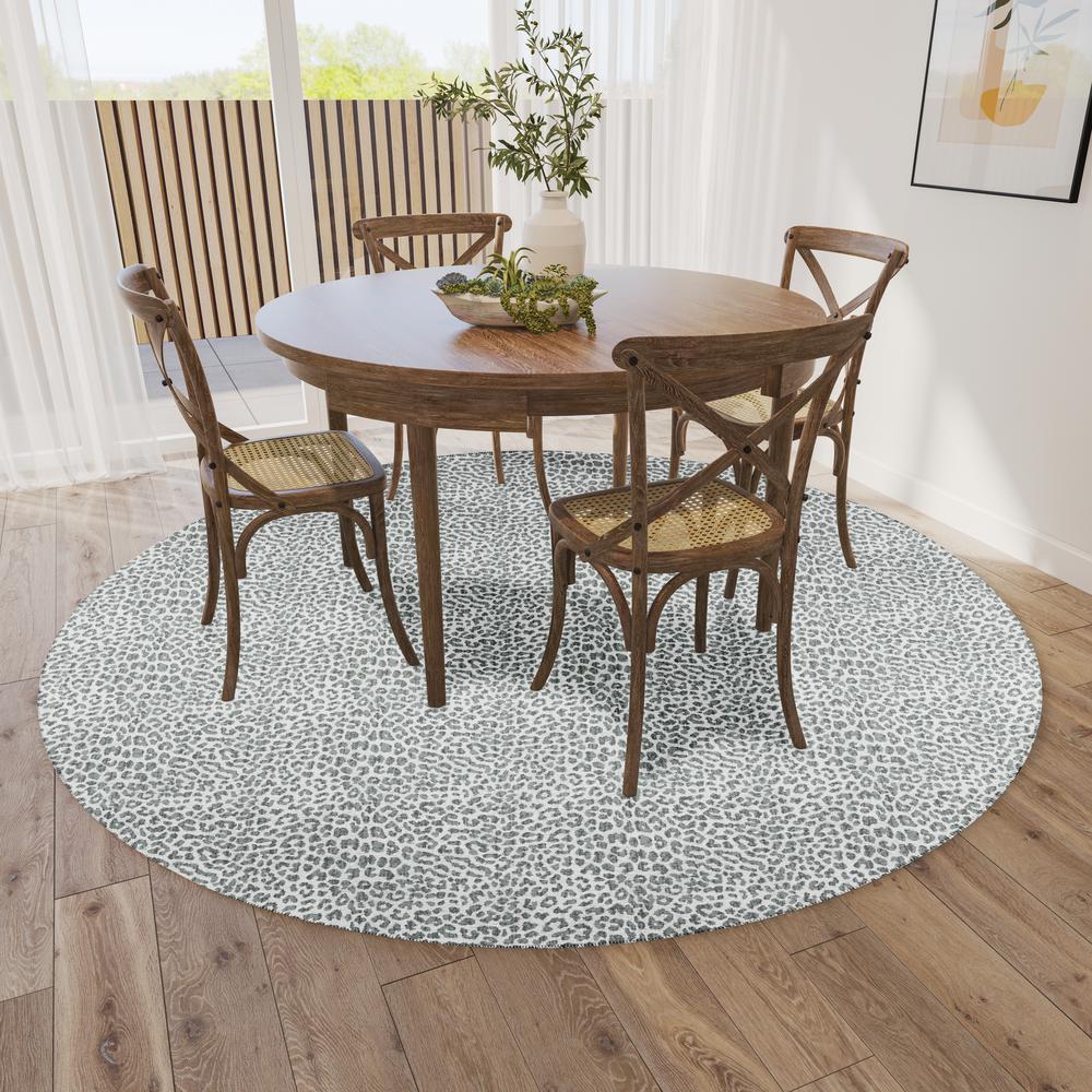 Safari Grey Animal Animal Print 8' x 8' Area Rug Grey ASF32. Picture 1