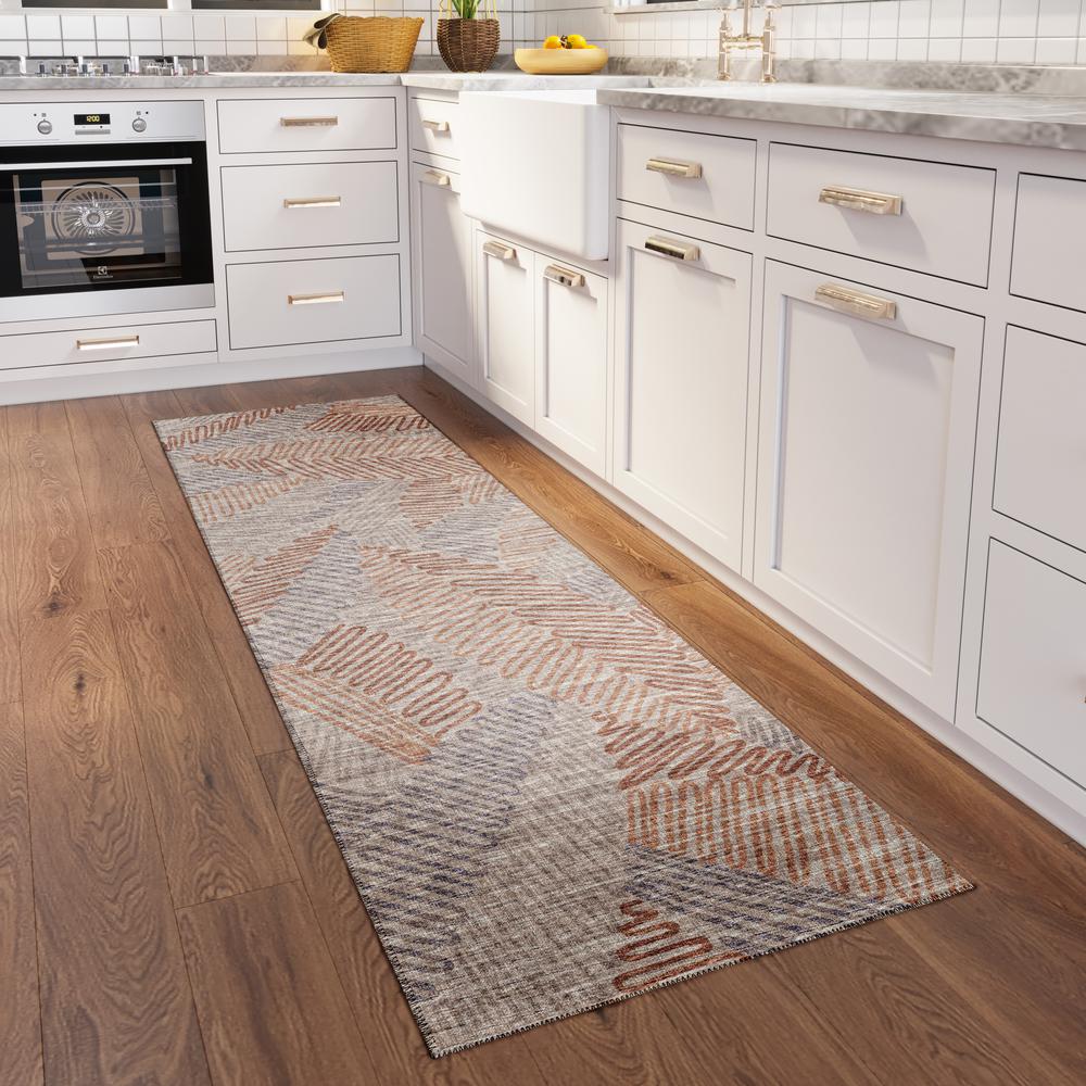 Yuma Mocha Transitional Abstract 2'3" x 7'6" Runner Rug Mocha AYU41. Picture 1