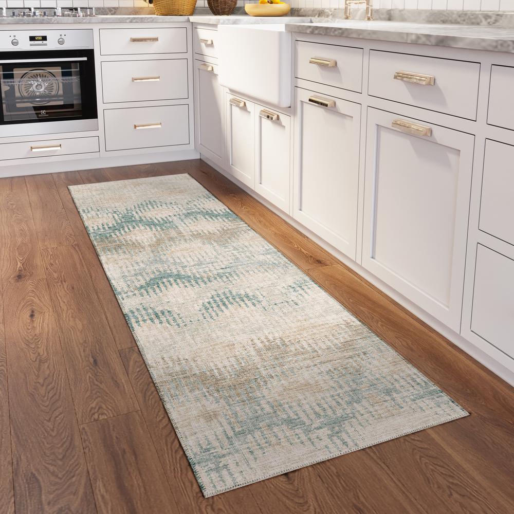 Bravado Linen Transitional Chevron 2'3" x 7'6" Runner Rug Linen ABV39. Picture 1