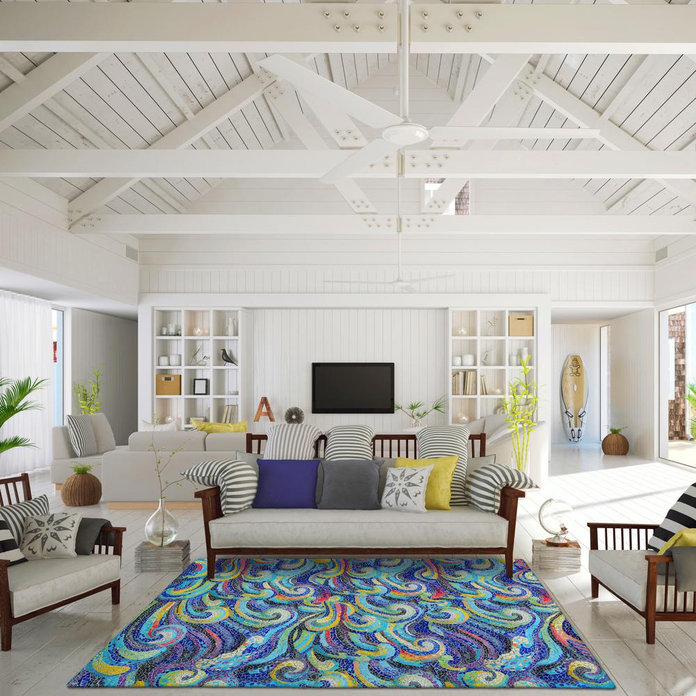 Indoor/Outdoor Surfside ASR44 Ocean Washable 10' x 14' Rug. Picture 2