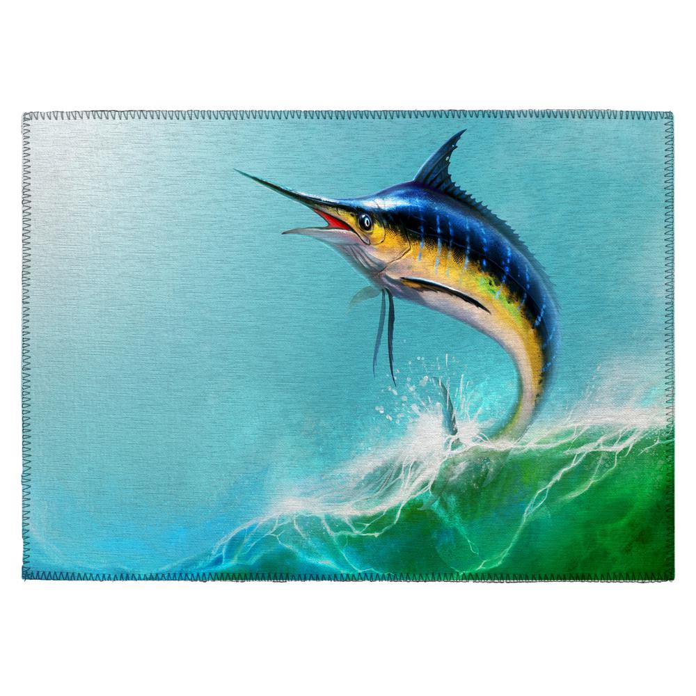 Indoor/Outdoor Harpswell AHP32 Blue Washable 1'8" x 2'6" Rug. Picture 1