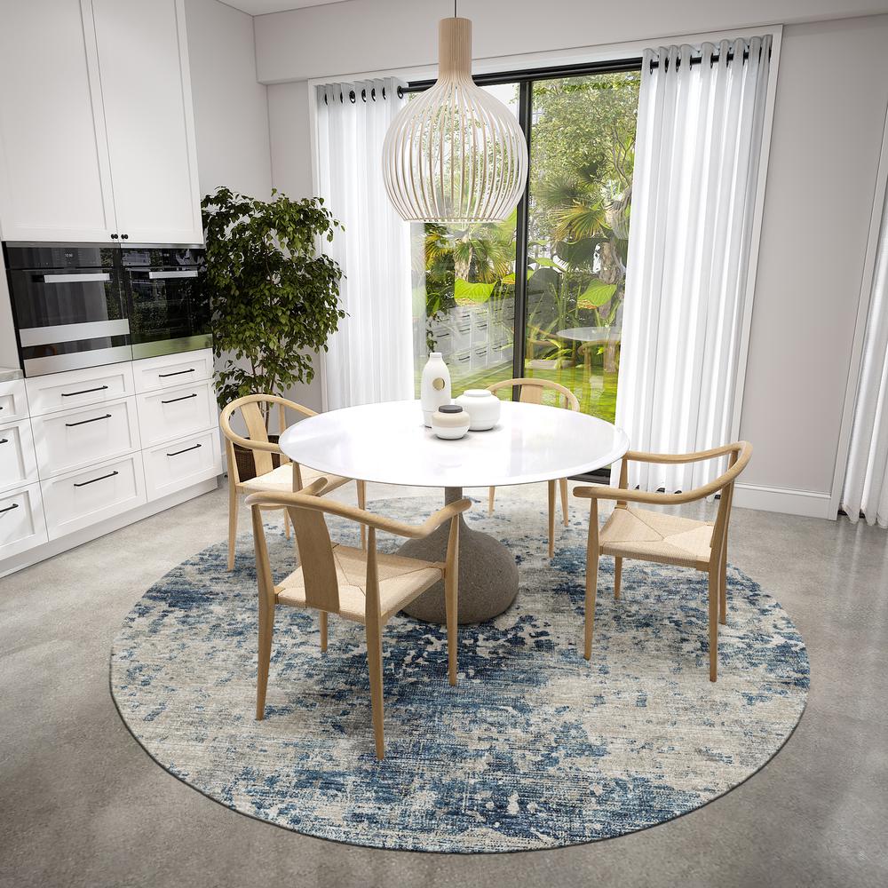 Indoor/Outdoor Accord AAC35 Blue Washable 8' x 8' Round Rug. Picture 2
