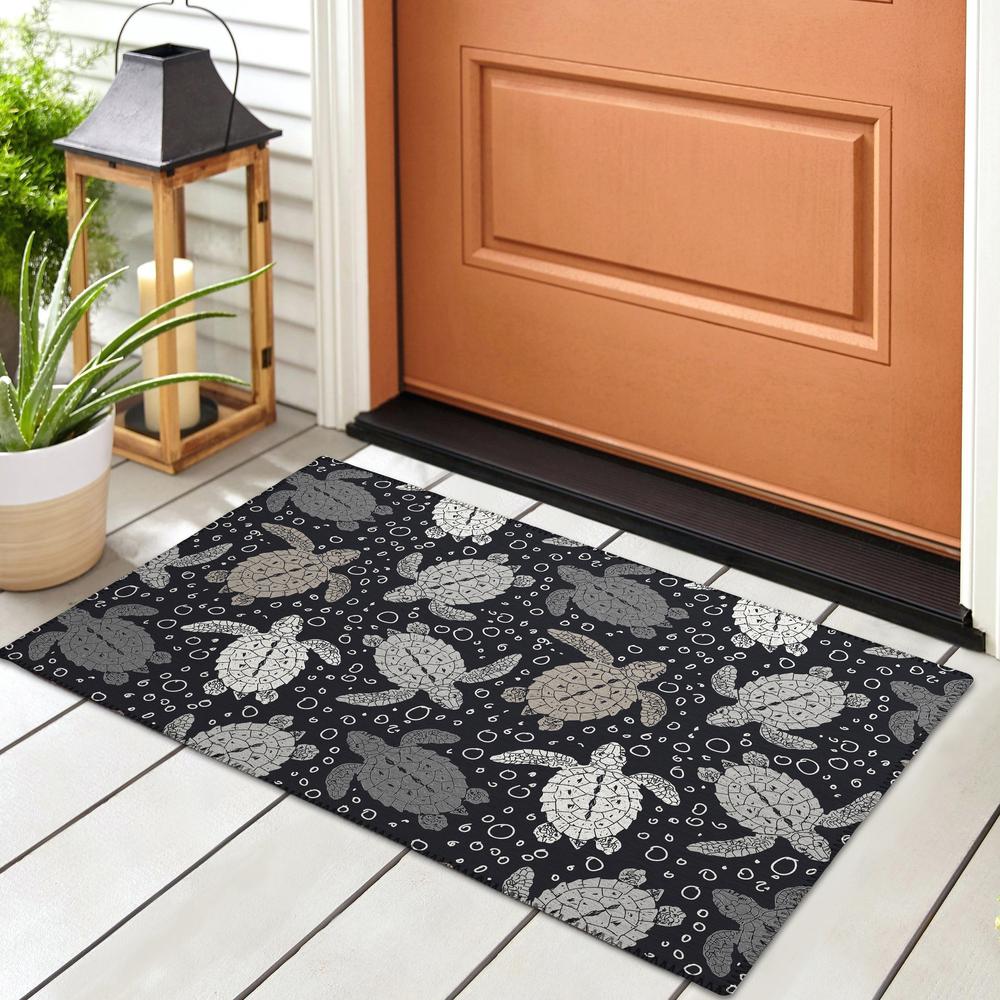 Indoor/Outdoor Surfside ASR43 Midnight Washable 1'8" x 2'6" Rug. Picture 2