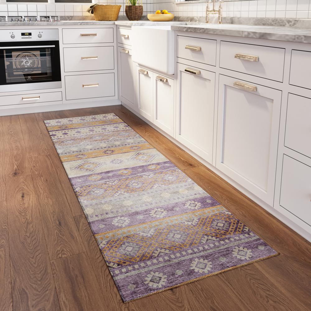 Yuma Purple Transitional Southwest 2'3" x 7'6" Runner Rug Purple AYU42. Picture 1