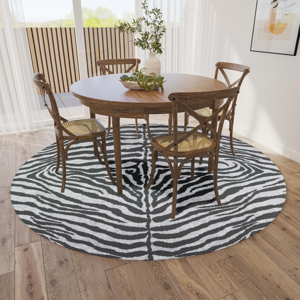 Safari Grey Animal Animal Print 8' x 8' Area Rug Grey ASF31. Picture 1
