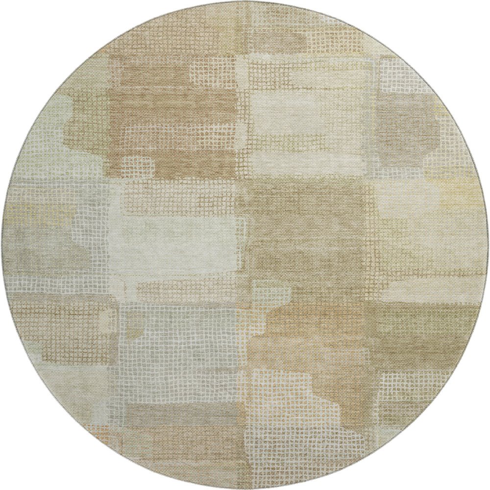 Luxury Washable Indoor/Outdoor Ravenna Beige 8' x 8' Round Rug. Picture 1