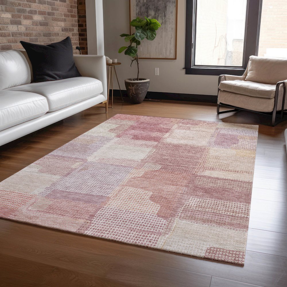 Luxury Washable Indoor/Outdoor Ravenna Blush 2'6" x 3'10" Rug. Picture 5