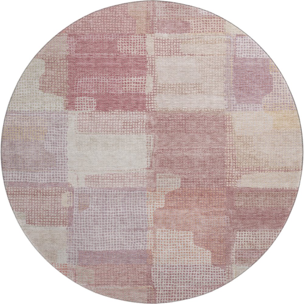 Luxury Washable Indoor/Outdoor Ravenna Blush 8' x 8' Round Rug. Picture 1