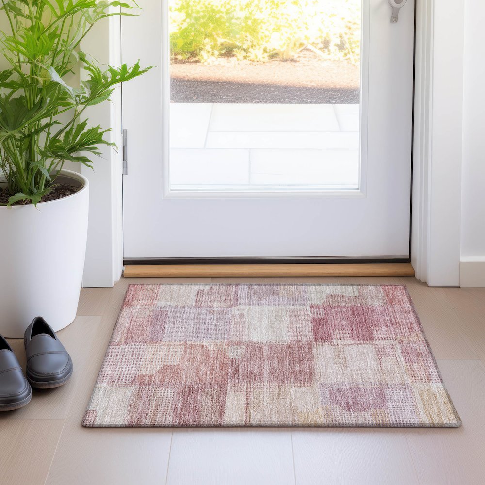 Luxury Washable Indoor/Outdoor Ravenna Blush 1'8" x 2'6" Rug. Picture 5