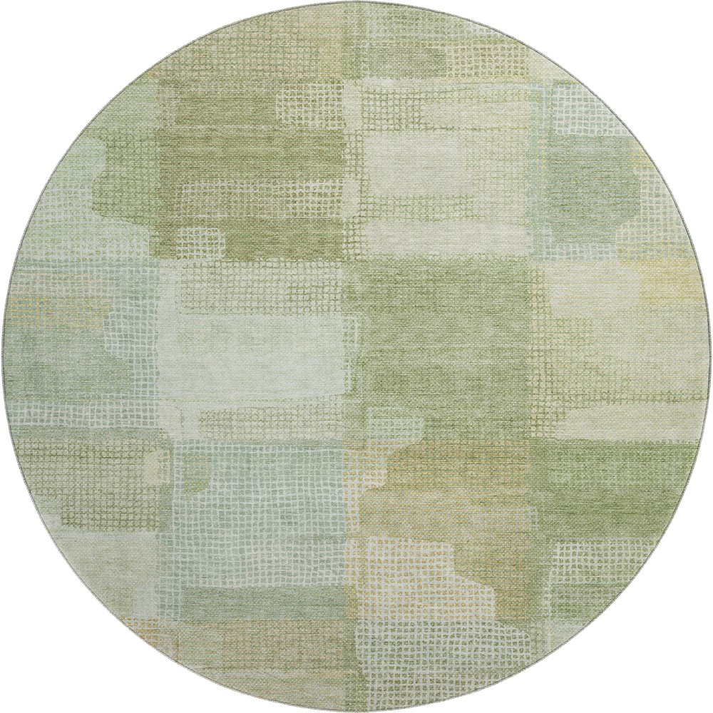 Luxury Washable Indoor/Outdoor Ravenna Green 8' x 8' Round Rug. Picture 1