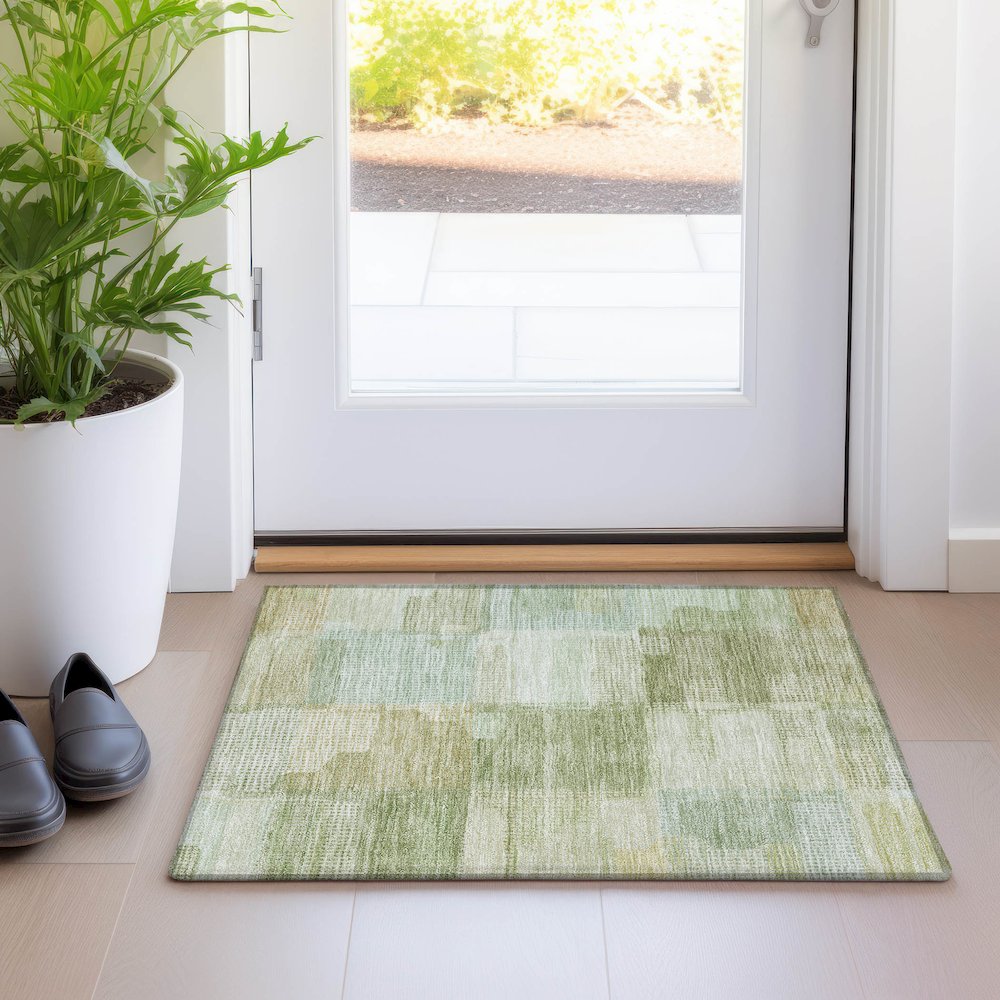 Luxury Washable Indoor/Outdoor Ravenna Green 1'8" x 2'6" Rug. Picture 5