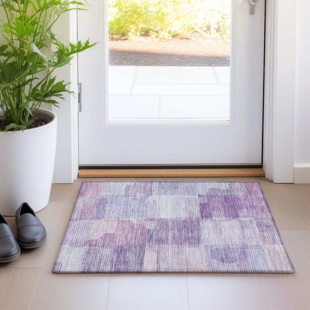 Luxury Washable Indoor/Outdoor Ravenna Lavender 1'8" x 2'6" Rug. Picture 5