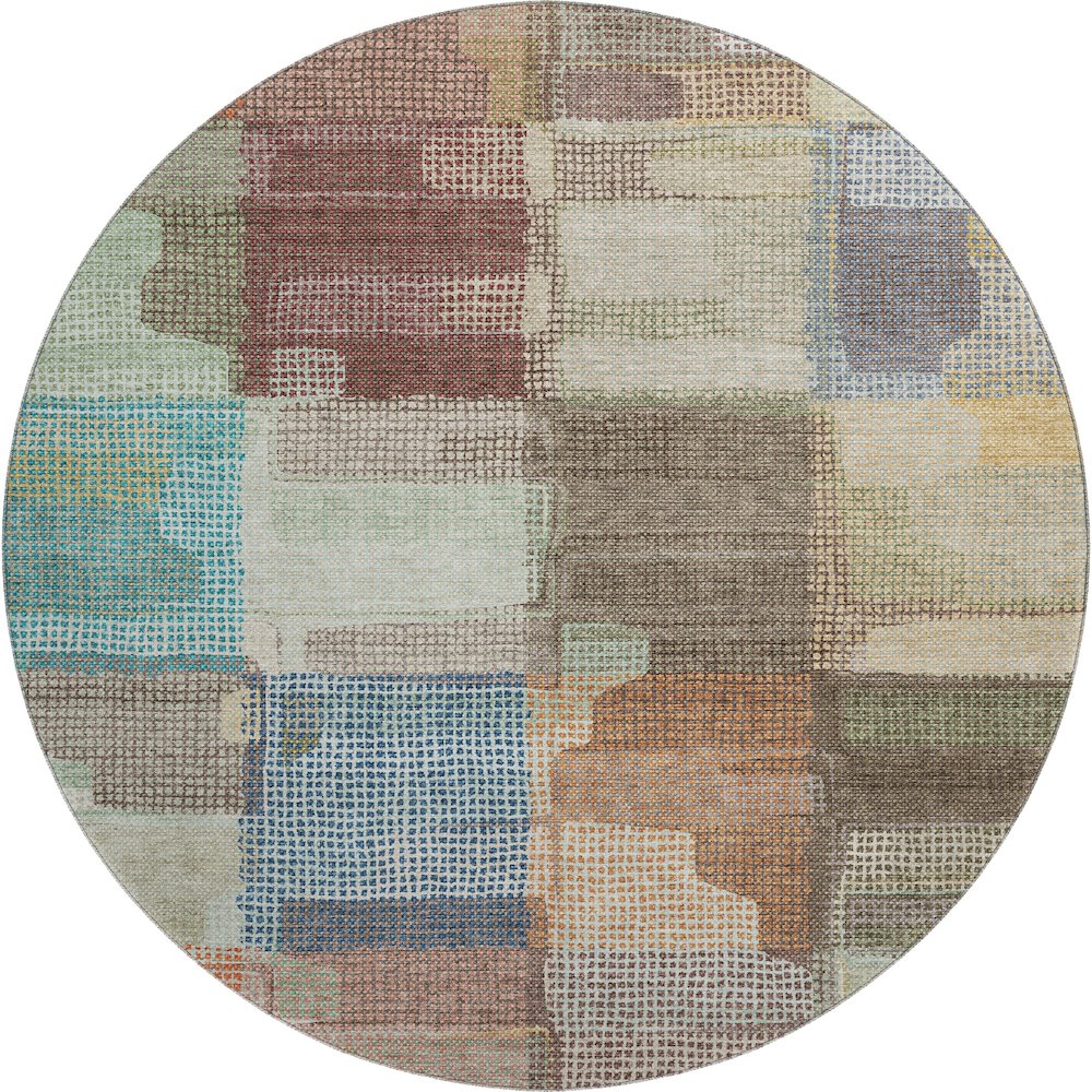 Luxury Washable Indoor/Outdoor Ravenna Putty 8' x 8' Round Rug. Picture 1
