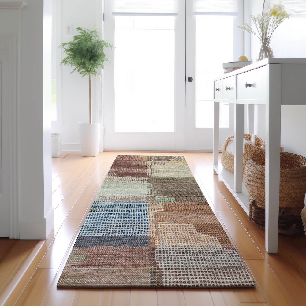 Luxury Washable Indoor/Outdoor Ravenna Putty 2'3" x 7'6" Runner Rug. Picture 5