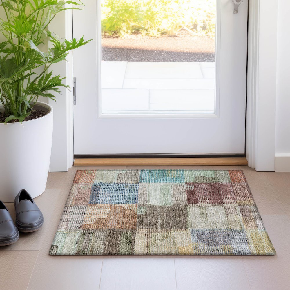 Luxury Washable Indoor/Outdoor Ravenna Putty 1'8" x 2'6" Rug. Picture 5