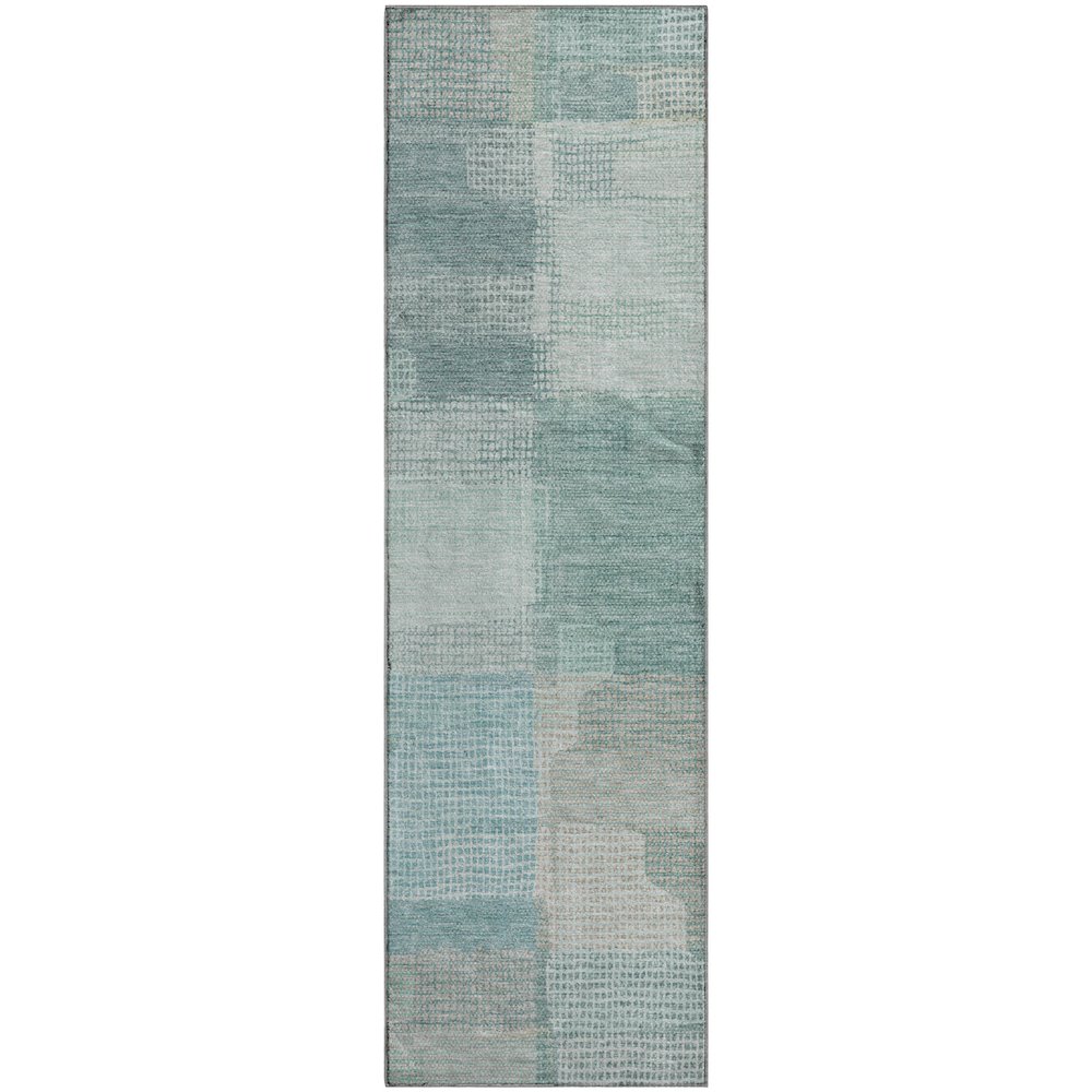 Luxury Washable Indoor/Outdoor Ravenna Teal 2'3" x 7'6" Runner Rug. Picture 1