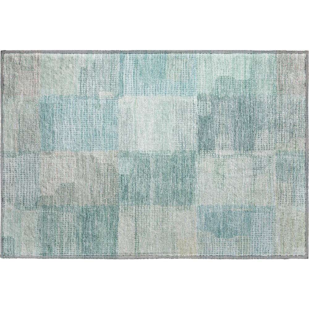 Luxury Washable Indoor/Outdoor Ravenna Teal 1'8" x 2'6" Rug. Picture 1