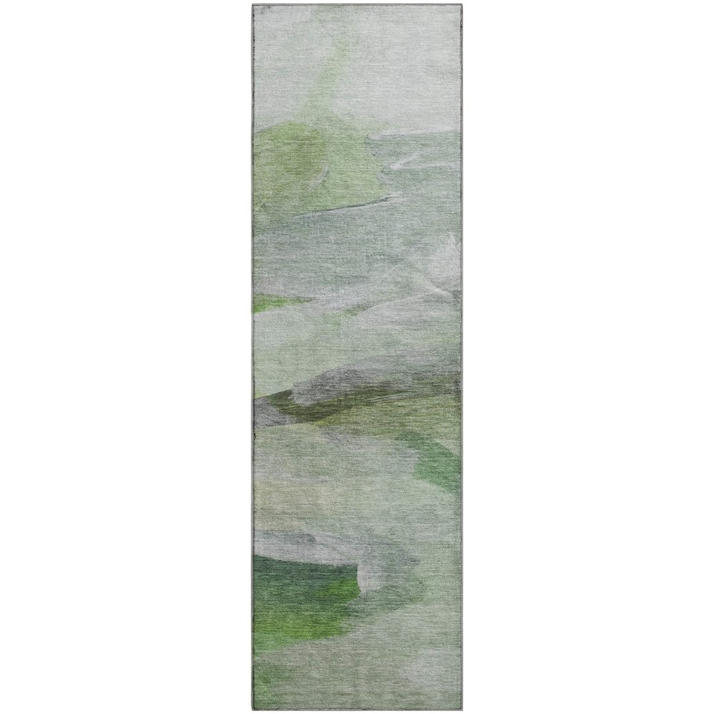 Luxury Washable Indoor/Outdoor Ravenna Aloe 2'3" x 7'6" Runner Rug. Picture 1