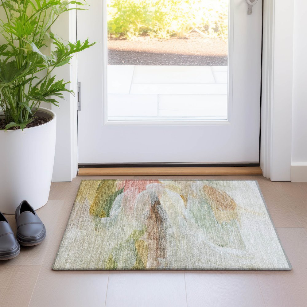 Luxury Washable Indoor/Outdoor Ravenna Linen 1'8" x 2'6" Rug. Picture 5
