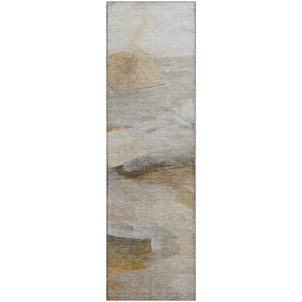 Luxury Washable Indoor/Outdoor Ravenna Taupe 2'3" x 7'6" Runner Rug. Picture 1