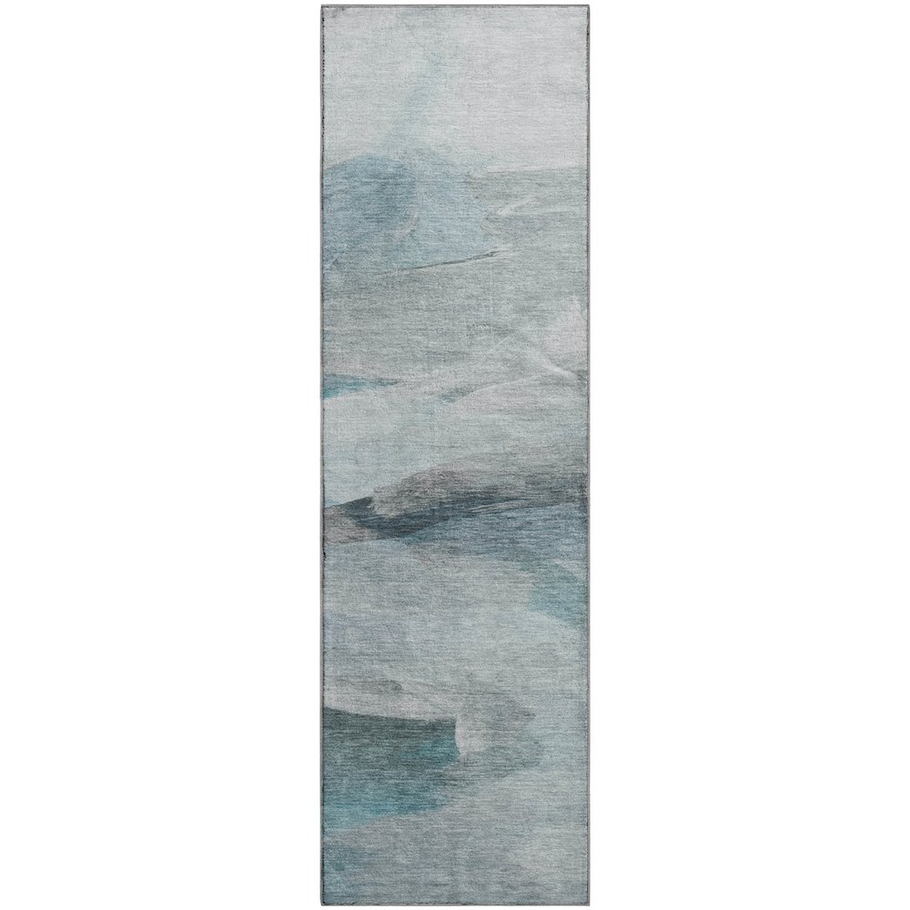 Luxury Washable Indoor/Outdoor Ravenna Teal 2'3" x 7'6" Runner Rug. Picture 1
