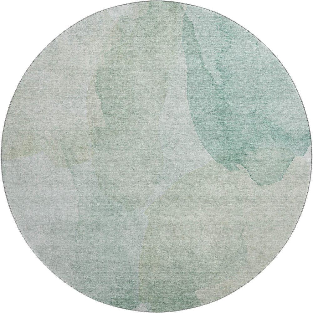 Luxury Washable Indoor/Outdoor Ravenna Aqua 8' x 8' Round Rug. Picture 1