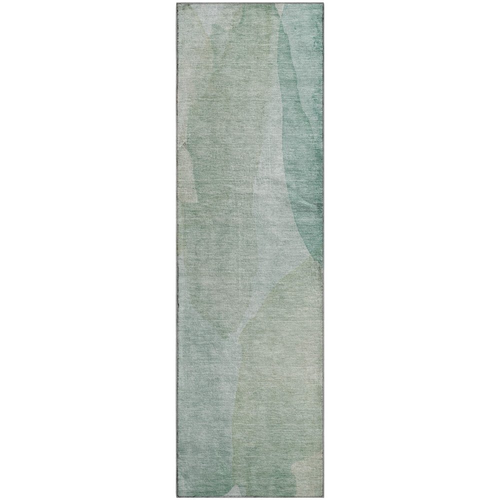 Luxury Washable Indoor/Outdoor Ravenna Aqua 2'3" x 7'6" Runner Rug. Picture 1