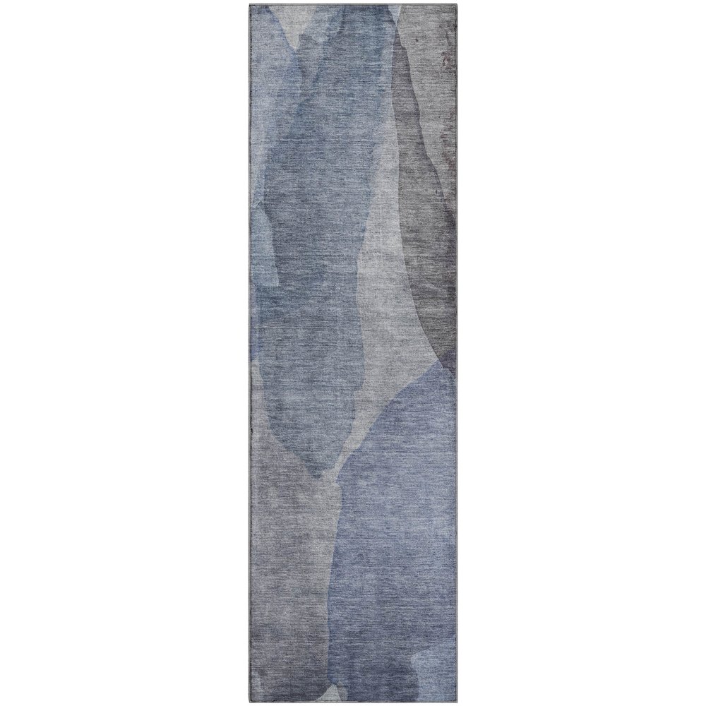 Luxury Washable Indoor/Outdoor Ravenna Blue 2'3" x 7'6" Runner Rug. Picture 1