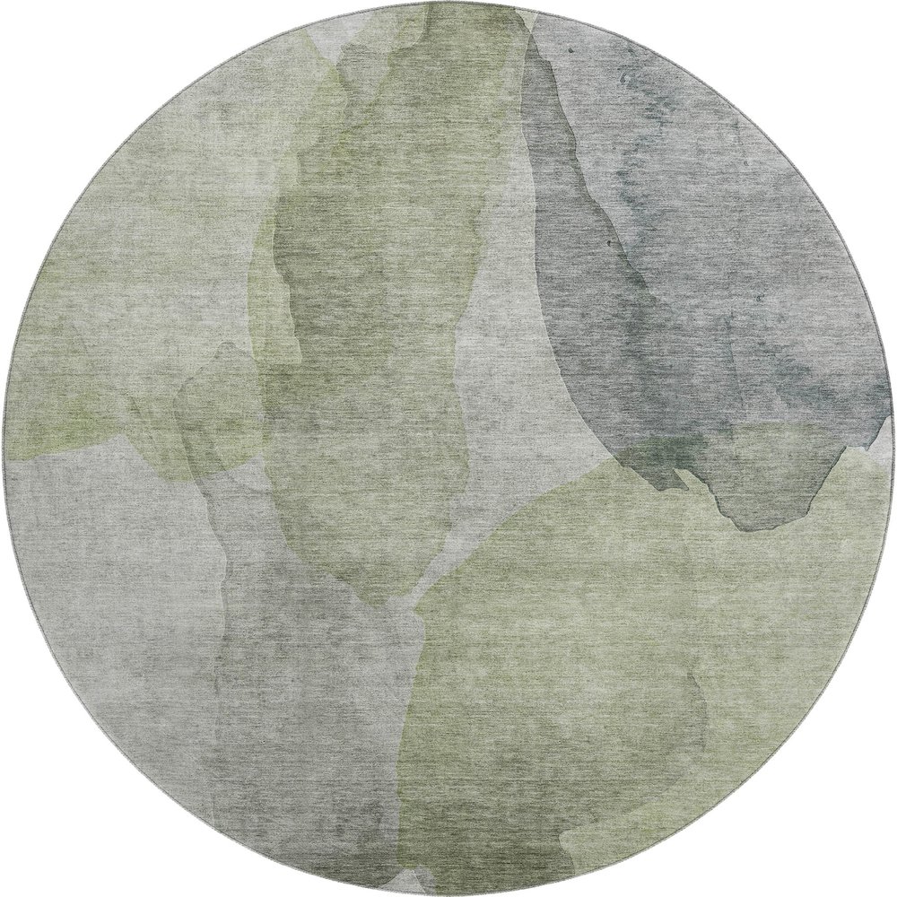 Luxury Washable Indoor/Outdoor Ravenna Fern 8' x 8' Round Rug. Picture 1