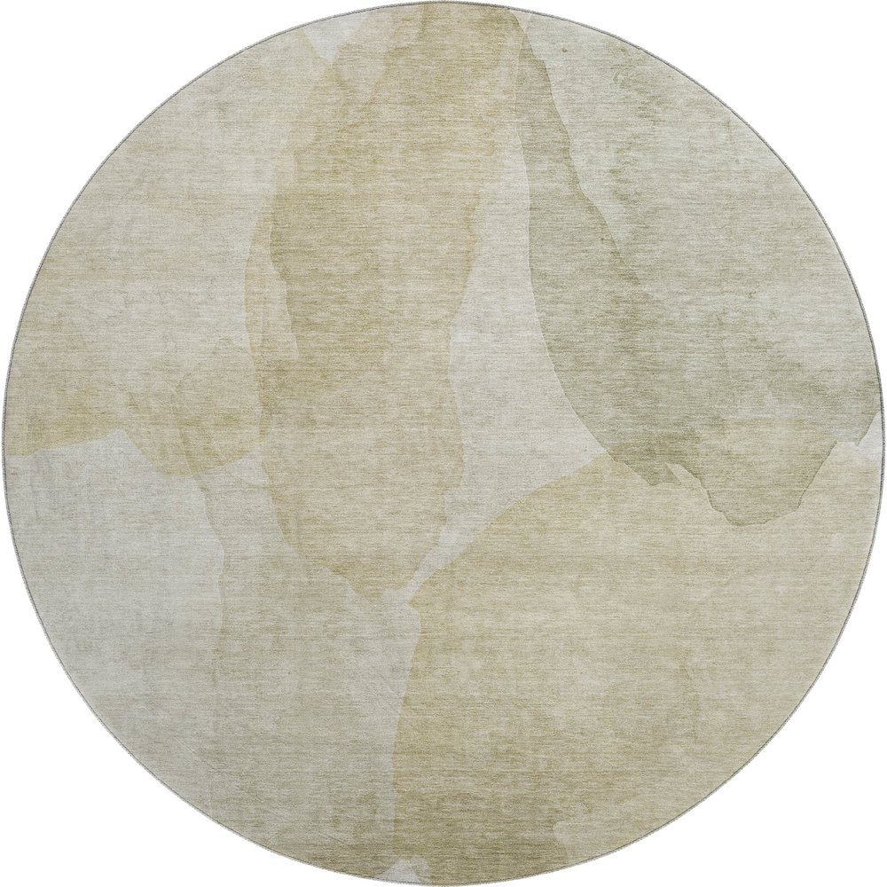 Luxury Washable Indoor/Outdoor Ravenna Putty 8' x 8' Round Rug. Picture 1