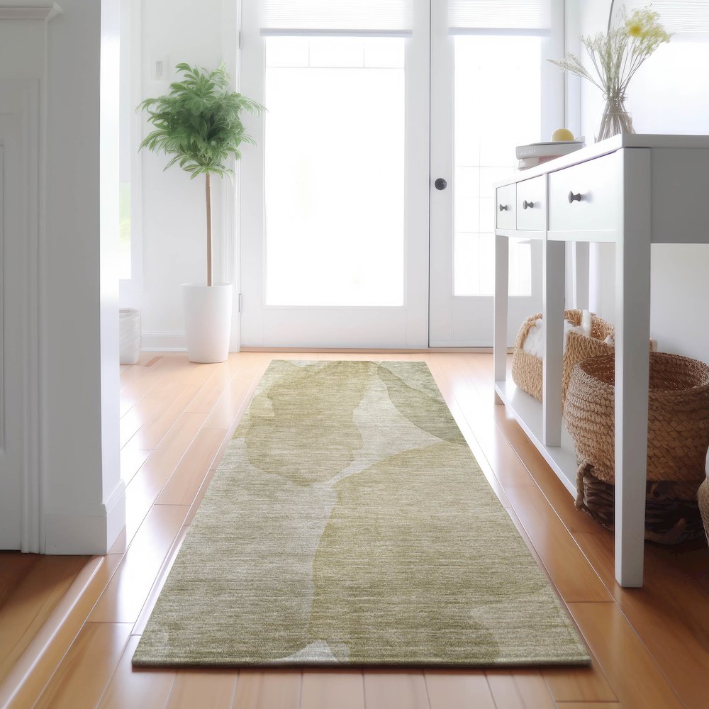 Luxury Washable Indoor/Outdoor Ravenna Putty 2'3" x 7'6" Runner Rug. Picture 5